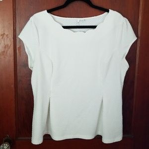 Elle peplum white short sleeve top